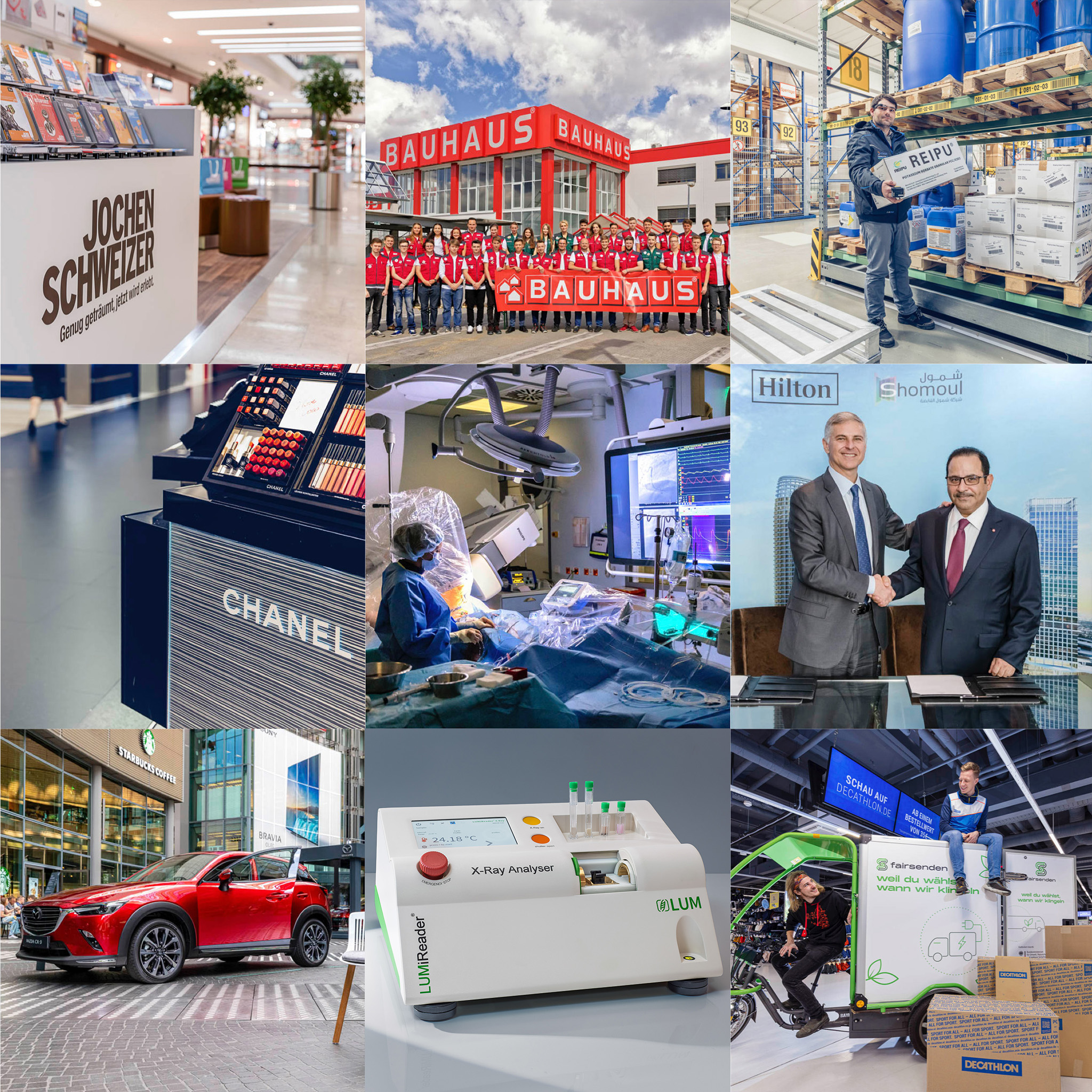 Businessfotos Berlin, Businessfotografie für Jochen Schweizer, Bauhaus, Chanel, Hilton, Meta, Decathlon und WohnideePicavi